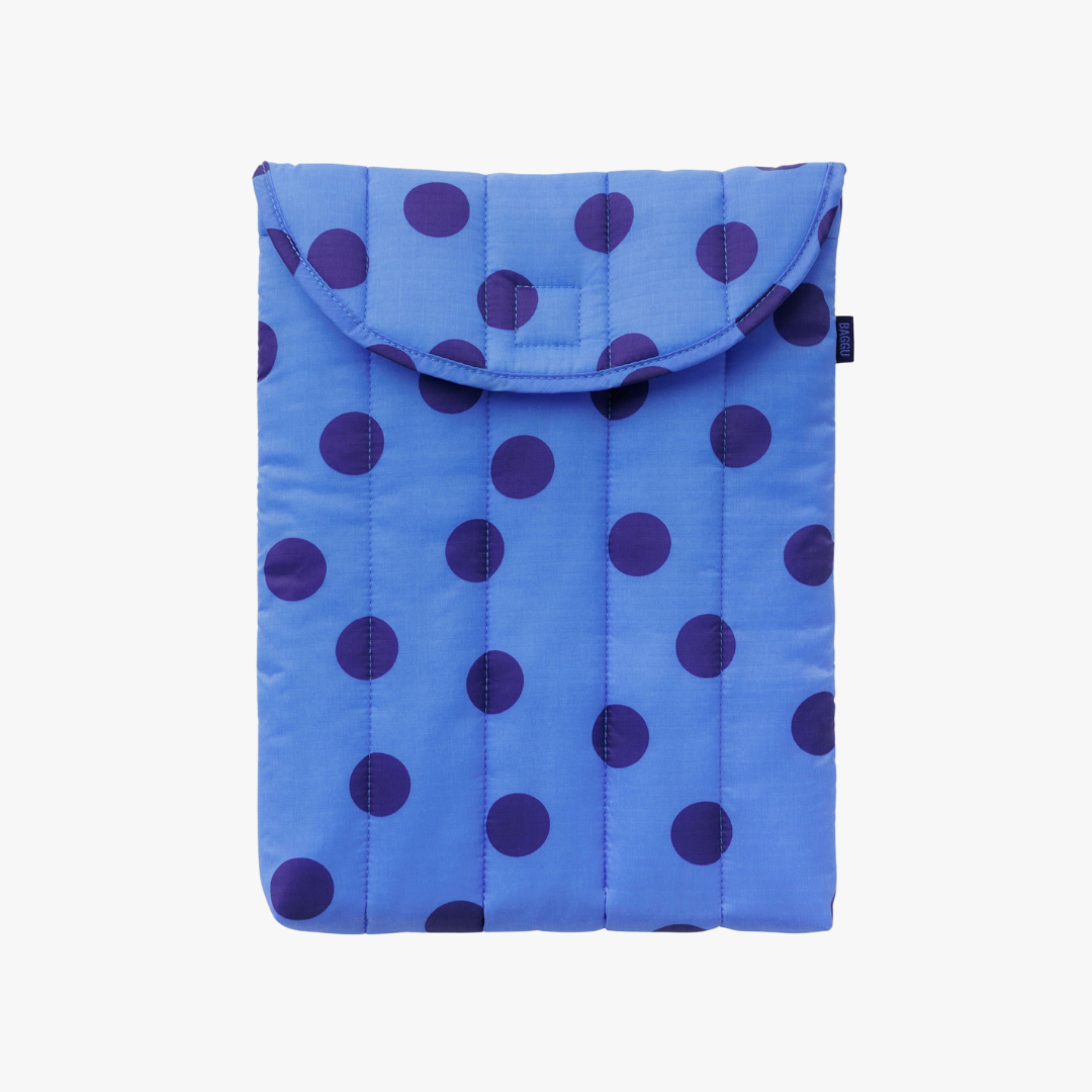 Puffy Laptop Sleeve 13"/14" - Blue Polka Dot