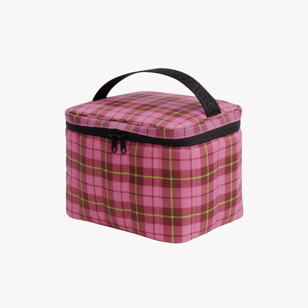 Puffy Lunch Bag - Azalea Pink Tartan