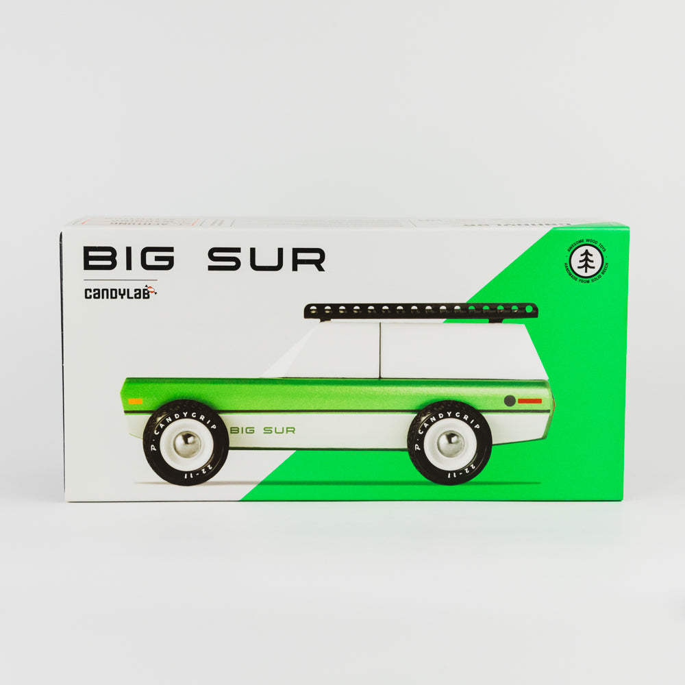 Toy truck with 'Big Sur' branding on a white background