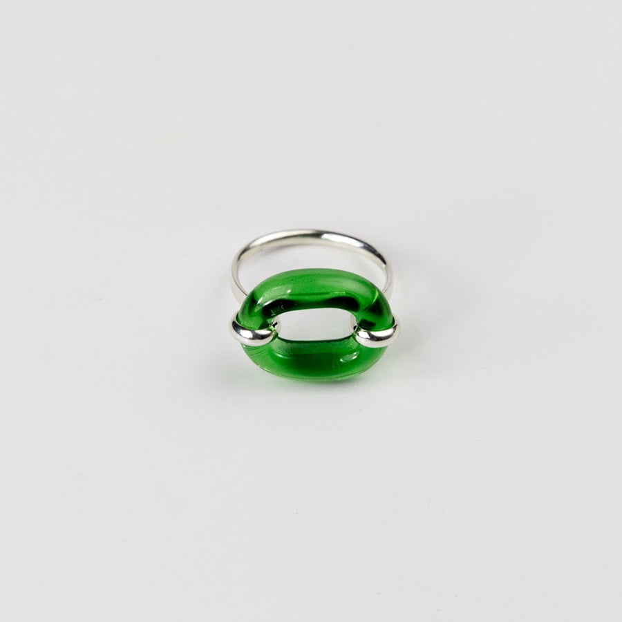In The Loop Ring - Sterling Silver, Green Forest